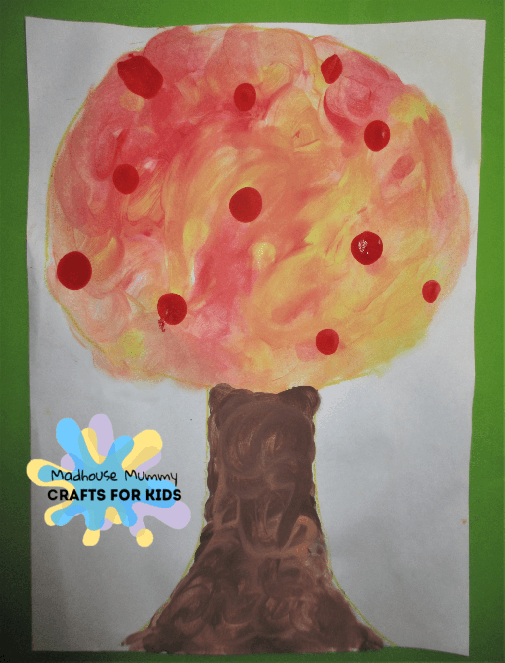 Colour mixing fingerpaint tree. This crafty family Season craft