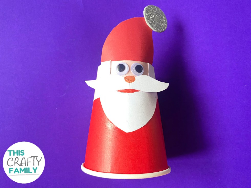 Paper cup Santa puppet - This Crafty Family