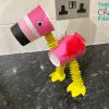 Paper cup flamingo puppet